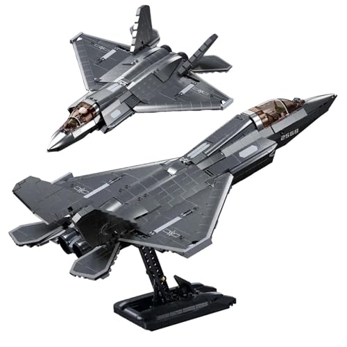 Tarcury J-35 Kampfflugzeug-Baukasten - Maßstab 1:44, 838 PCS Militär Armee Spielzeug-Set mit 1 Spielzeugsoldat & Display-Ständer Jugendliche & Erwachsene von Tarcury