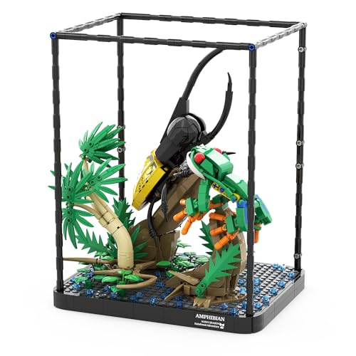 Tarcury Regenwald-Szene Modellbausatz - 889-teiliges Bausteinspielzeug, mit Herkuleskäfer, Frosch, Pflanzen & Baum Tarcury Regenwald-Szene Modellbausatz - 889-teiliges Bausteinspielzeug, mit Herkuleskäfer, Frosch, Pflanzen & Baum von Tarcury