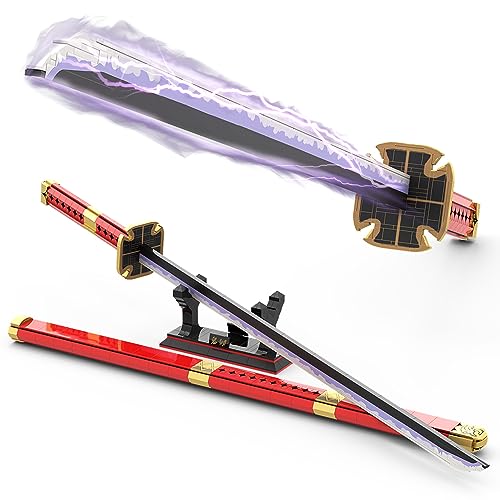 Tarcury Sandai Kitetsu Anime Schwertbau-Set, 99cm Katana mit Scheide und Ständer, Ideal für Cosplay, 790 Teile - Einfach zu montieren und auszustellen, geeignet für Kinder und Erwachsene von Tarcury