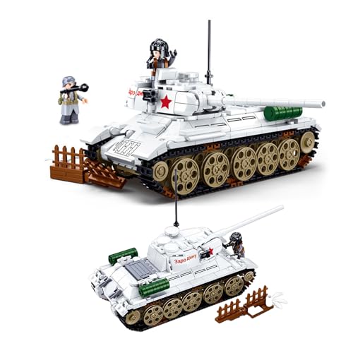 Tarcury T-34 Mittlere Panzer-BAU-Spielzeug - Fesselnde Weltkrieg 2 Armee-Spielzeuge Mit 518 Teilen Und 2 Spielzeugsoldaten - Perfekt Für Kinder Ab 8 Jahren von Tarcury