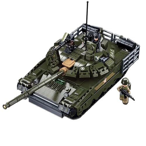 Tarcury T-80 Hauptkampfpanzer Modell - Maßstab 1:35, 798 Stück Militärarmee Spielzeug Set mit 2 Spielzeugsoldaten, Bausteine für Kinder & Erwachsene, Militärfans von Tarcury