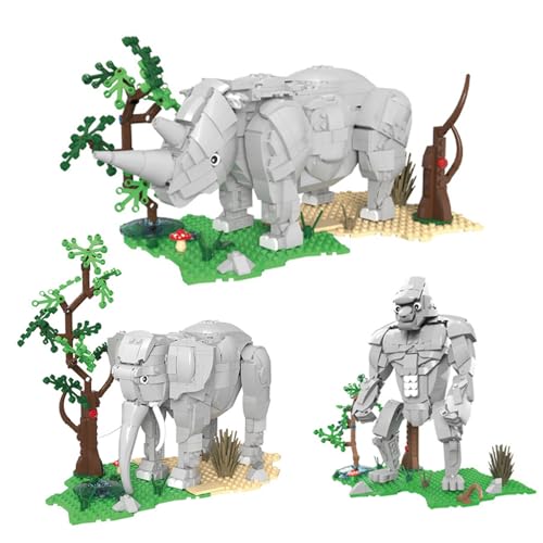 Tarcury Tierwelt 3IN1 Modellbausatz - 951 STK Baustein-Set mit Elefant, Nashorn & Gorilla, Kreatives Spielzeug für Kinder & Erwachsene von Tarcury