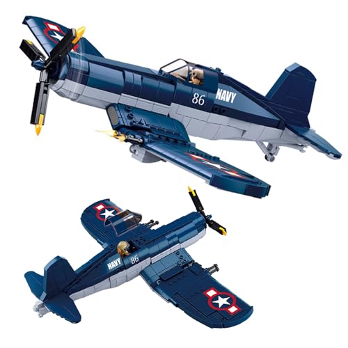 Tarcury WW2 F4U Corsair Kampfbomber Bausteine - 550 PCS Armee Spielzeugset mit 1 Spielzeugsoldaten - Fesselndes WWII Spielzeug für Kinder und Erwachsene von Tarcury