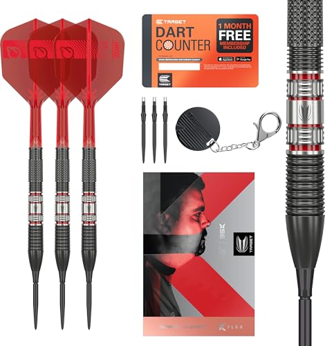 Target Darts Gabriel Clemens 95K Swiss Point Steeldarts, 95% Tungsten Darts with K-Flex Flights, 21G | German Giant Clemens Darts, Player Edition Swiss Points K Flex Dart-Set von Target Darts