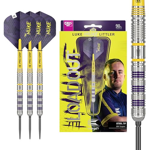 Target Darts Luke Littler Loadout 90% Tungsten Steel Tip Darts Set - 23G Stahlspitze Dart, The Nuke Player Edition Dart Set, Swiss Point Darts, SP Tool Inklusive von Target Darts