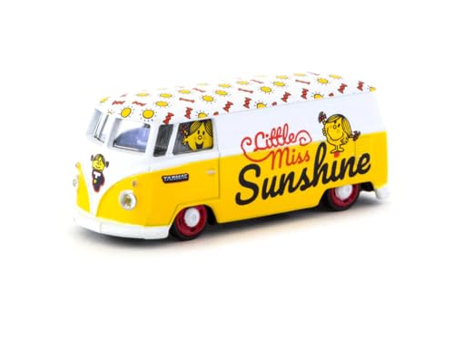 Schuco & Tarmac Works T64S-005-MMLM Typ II T1 Panel Van Little Miss Sunshine Gelb & Weiß Mr. Men & Little Miss Collab64 1/64 Druckguss Modellauto von Tarmac Works