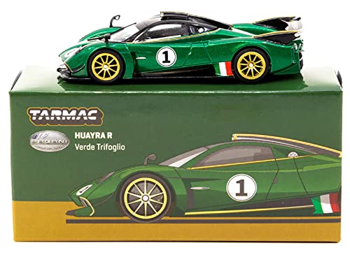 Pagani Huayra R #1 Verde Trifoglio Green Metallic w/Black Top and Gold Stripes Global64 Series 1/64 Diecast Model Car by Tarmac Works T64G-TL035-GR von Tarmac Works