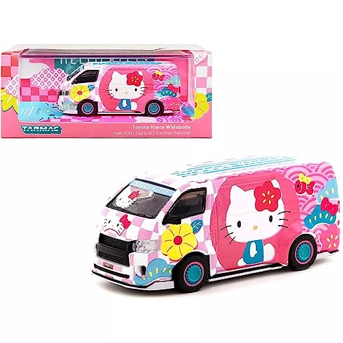 Tarmac T64-038-HKSF Toyota Hiace Widebody Hello Kitty Capsule rosa/bunt Collab64 Maßstab 1:64 Modellauto von Tarmac Works