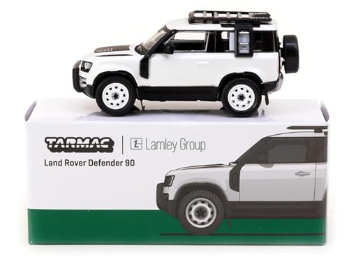 Tarmac Works Defender 90 White Metallic mit Dachträger Lamley Special Edition Global64 Serie 1/64 Druckguss Modell T64G-019-WH von Tarmac Works