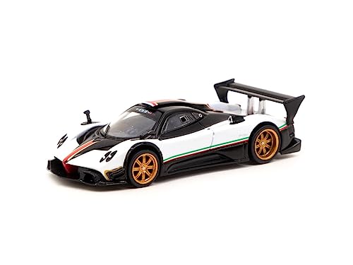 Tarmac Works Druckguss-Modellauto im Maßstab 1:64, kompatibel mit Pagani Zonda R (Bianco Benny) in Weiß/Rot/Schwarz von Tarmac Works