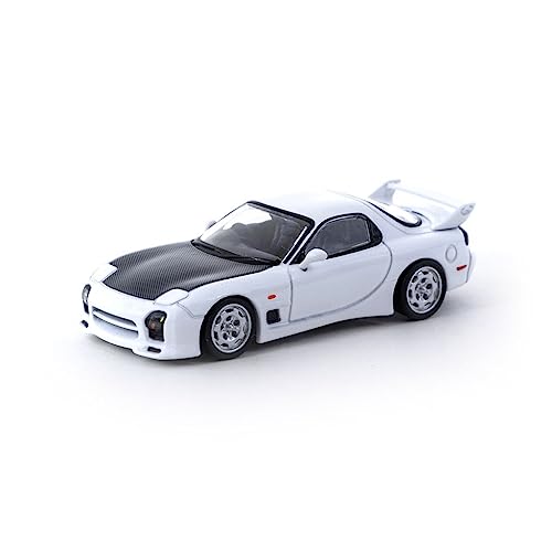 Tarmac Works T64G-012-WH RX-7 (FD3S) A-Spec RHD (Rechtslenker) Chaste White with Carbon Hood Global64 Series 1/64 Druckguss-Modellauto von Tarmac Works