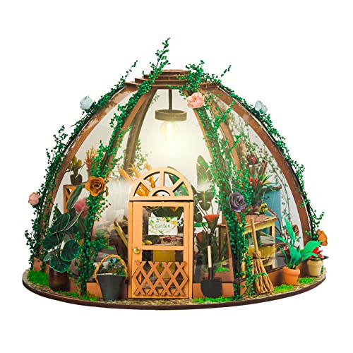 DIY-Miniatur-Puppenhaus-Bausatz, Wunderschönes Puppenhaus mit Künstlichen Blumen, Transparenten Fenstern, LED-Licht, Premium-Material für von Taruor