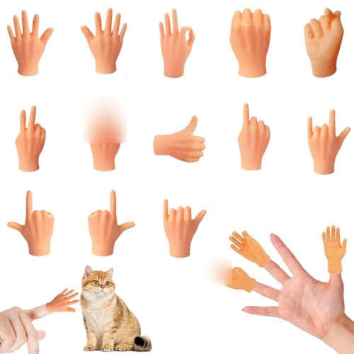 13Pcs Mini Hände, Mini Hände Fingerpuppen, Kleine Hände, Gummi Fingerpuppen, Tiny Hands für Katzen, Kinder, Spiele Party von Tashce