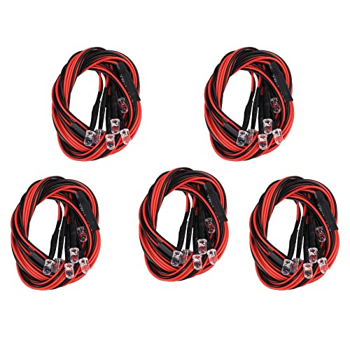 Tassety 5 x 6 LED-Lichter, 5 mm, 4 weiße, 2 rote Lichter für 1/8 1/10 Axial SCX10 TRX4 D90 Redcat RC Auto von Tassety