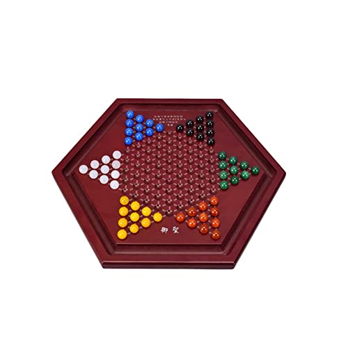 Tassety Kartensteckplatz Sechseckige Checkers Acryl Perlen Checkers High-End Kinder Erwachsene Puzzle Marmor Holz Checkers Set von Tassety