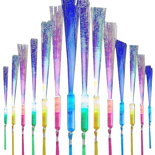 Tassety Leuchtstäbe aus Fasern, 24 Stück, LED-Lichtstab, Glasfaserstäbe, blinkende Stäbe für Party, Hochzeit, Halloween, Weihnachten von Tassety