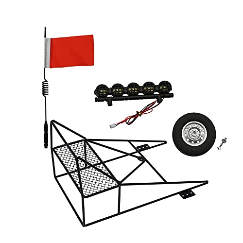 Tassety Metall-Rollkäfig-Ersatzreifen-Rack-Scheinwerferantenne für D12 1/10 RC Auto, Upgrade, modifizierte Teile, 4 von Tassety