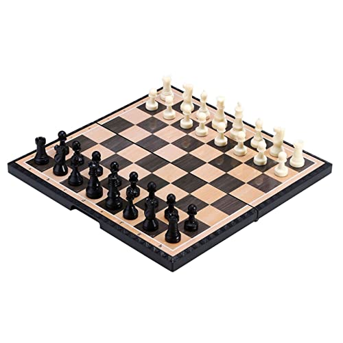 Tassety Schach Faltbares magnetisches Schachbrett mit Teilen im Inneren zur Aufbewahrung Tragbares Reisebrett Schachset von Tassety