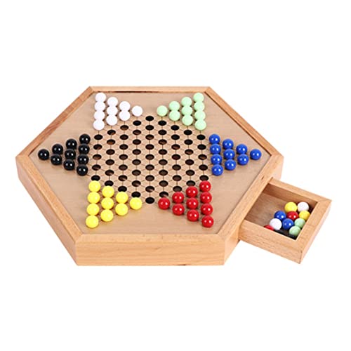 Tassety Sechseckige Schublade Buche Acryl Checkers Kinder Erwachsene Puzzle Holz Checkers Set von Tassety