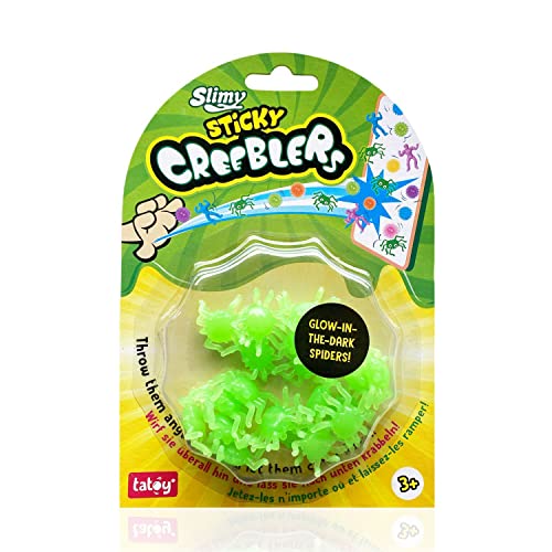 Tatoy Slimy Sticky Creebler - GID Spider - Original Wandkrabbler, klebrige Fensterläufer, Creeblers, Heros und Glow in The Dark Glibber Spinnen, Sensory Antistress Fidget für Kinder (ab 3 Jahre) von Tatoy