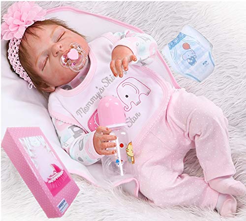 TatuDoll Realistische Reborn Baby Mädchen Puppen Silikon Ganzkörper 55,9 cm Schlafen Anatomisch Korrekt Baby Reborn Puppen Real Baby Waschbare Augen Geschlossen von TatuDoll