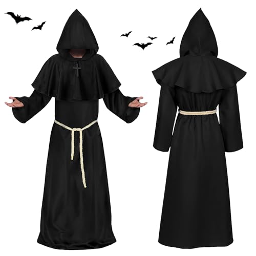 Taufe Mönch Robe Kostüm,Halloween mönch kostüm,Mönchskostüm,Priester robe,Mönch Priester Gewand,Mönchskutte Mittelalter,Herren Männer Mönchskutte,Gewand Mönchskutte Kostüm,für Halloween Kostüme(L) von Taufe