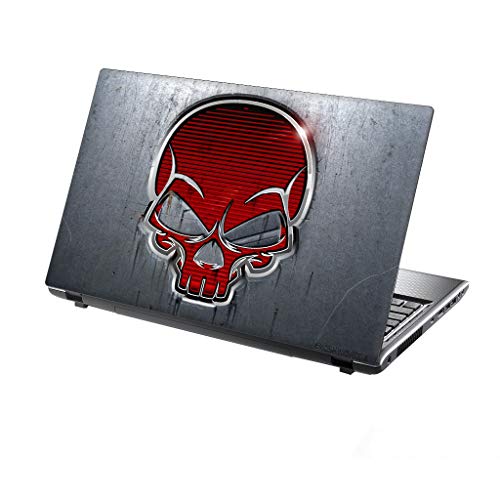 TaylorHe Folie Sticker Skin Vinyl Aufkleber mit bunten Mustern für 15 Zoll 15,6 Zoll (38cm x 25,5cm) Laptop Skin grau mit rotem Schädel von TaylorHe Aufkleber für 15,6 Zoll