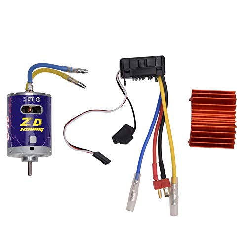 Bürstenmotor Brush Power Motor Kit, Langlebiger 540 Brushed Motor Mit Kühlrippe + 45A Brushed Esc Set Für 1/10 Rc Truggy Truck(Orange) Rc Motor Set von Tbest