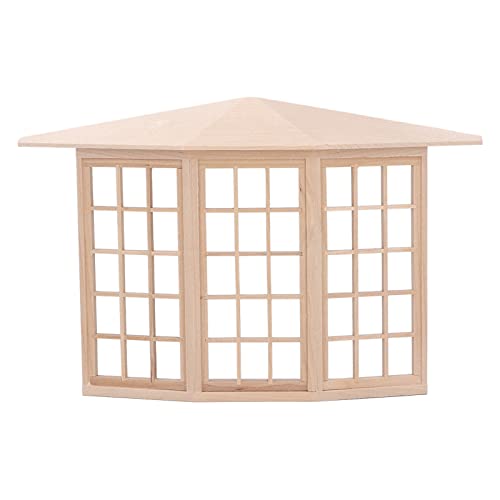 Dollhouse Win Box Bay Ature, 1/12 Dollhouse Bay Win Exquisite Ature Wooden 45 -Grad Corner 3 -Sided -Gewinnmodell für DIY von Tbest