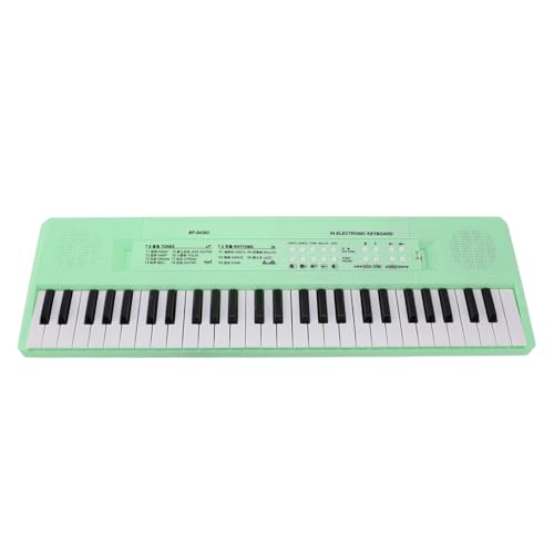 Elektronische Klaviertastatur, 54 Tasten mit Kabelgebundenem Mikrofon, Unterstützt Aufnahme, Multifunktionale Elektronische Klaviermusik-Tastatur für Kinder (Green) von Tbest