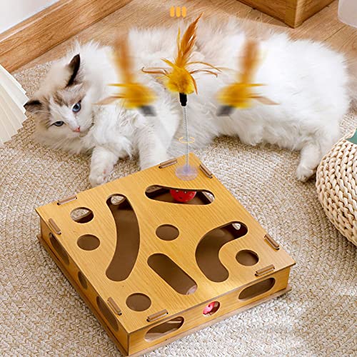 Interaktive Spielzeug, Katzenspielzeug -Puzzle -Box -Klaue Interaktive Interessante Katzen -G -Box mit Katze -Neckstock und Glocke von Tbest