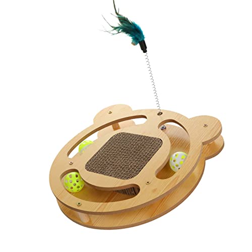 Interaktives Spielzeug, Katzen -Turntable Toy Interactive Fun 3 in 1 Schleifklauen Lindern Langeweile Katze Stcher Spielzeug mit Teaser Stick und S von Tbest