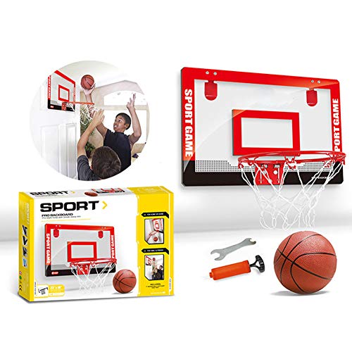 Mini-Basketballkorb-Set für und Erwachsene mit Rückwand und 15-Zoll-Gummiball, an der Tür Montiertes Basketballkorb-Spielzeug für den Innenbereich, Geschenke für Keller, (Rot) von Tbest