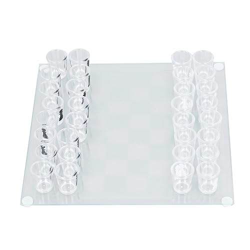 Schnapsglas-Schachspiel, Schnapsglas-Schachspiel, Trinkspiel-Set, Schachbrett mit Schnapsglas-Schachfiguren, 25 X 25 cm von Tbest