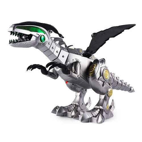 Spray-Dinosaurier-Spielzeug, Tyrannosaurus Rex Toysery, Wandelndes Dinosaurier-Spielzeug mit Schwanzschaukel, Flügelschaukel, Farblichtern für, Kleinkinder, und Mädchen (Gray) von Tbest