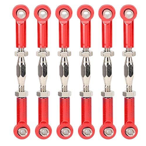 T best RC Zugstange, 6 Stücke Einstellbare Servo Links Spurstange Aluminiumlegierung Spannschloss Rod Linkage Set für RC Hobby Auto Modell(rot) von Tbest