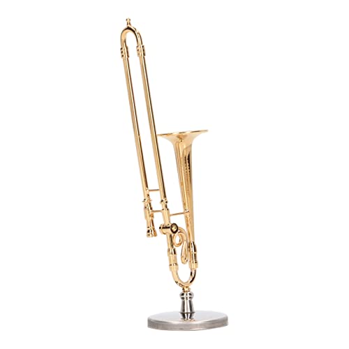 TBEST -Ornamente, Puppenhaus Trombonmodell Simulation Messing Gold Plattiert Miniaturpollhouse Instrumente Modell für Puppenhauszubehör von Tbest