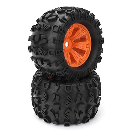 Tbest 2Pcs Gummirad-Reifen, Bigfoot-LKW dreht die Reifen-Naben, die für ZD Racing 8483 1/8 Scale RC Car gepasst Werden(Orange) Automodell Spielzeug von Tbest