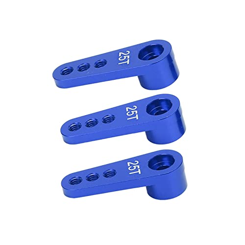 Tbest 3 Stück RC-Servohörner, Aluminiumlegierung 25T RC-Auto-Lenkservoarm-Upgrade-Teile für 1/8 1/10 RC-Auto (Blue) von Tbest