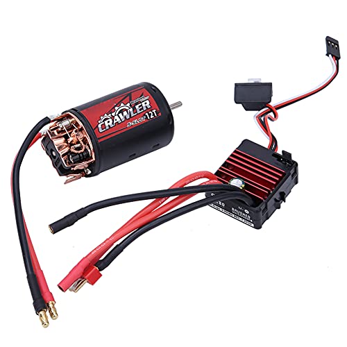 Tbest 550 Brushed Motor ESC Combo Set, Starke Stromkapazität, Hervorragende Wärmeableitung, RC-Car-Zubehör für 1/10 RC Crawler Car, 5-Slot-Motor mit 10T U/min (12T+80A) von Tbest