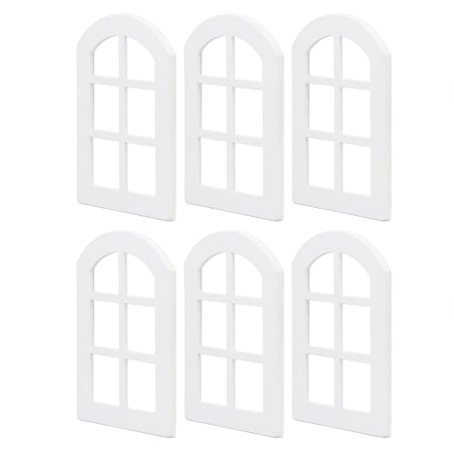 Tbest 6PCS Puppenhausfenster, Miniatur-Fensterrahmenmöbel aus Holz für Puppenhaus Im Maßstab 1:12 von Tbest