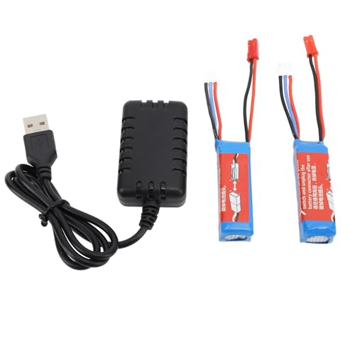 Tbest 7,4 V 400 MAh RC-Autobatterie-Ladegerät-Set, RC-Auto-Lithiumbatterie mit Ladegerät für K969 K989 284161 284131 284010 1/28 RC-Autos von Tbest