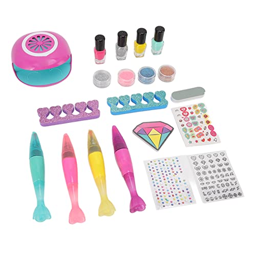 Tbest DIY-Nagelkunst-Set, Aufkleber und Stifte, Nagelstifte, Spielset, Aufkleber, Mädchen-DIY-Nagelkunst-Spielzeugset mit Trockner von Tbest