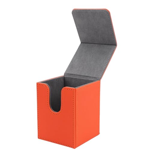 Tbest Kartenaufbewahrungsbox, Vertikal, Magnetisch, 100 Karten, PU-Leder, Spielkarten-Aufbewahrungshülle, Schutz (ORANGE) von Tbest