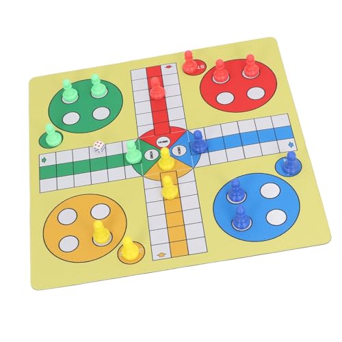 Tbest Ludo-Schachspiel, Zusammenklappbares, Aufrollbares Brettspiel-Pad, Fliegendes Schach, Ludo-Schachspiel mit 16 Schachfiguren, 1 Würfel, Familien-Ludo-Lernspiel für und Erwachsene von Tbest