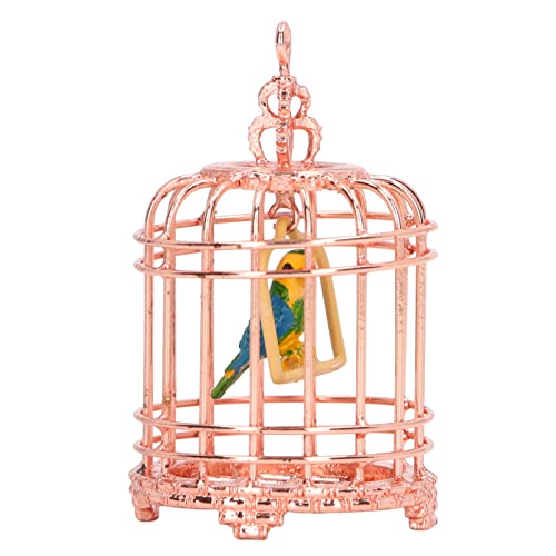 Tbest Miniatur-Vogelkäfig, Robuster Puppenhaus-Vogelkäfig aus Metall, für Puppenhaus-Dekoration Im Maßstab 1:12 und 1/6, mit Zierschmuck (Roségold) von Tbest