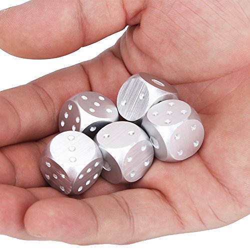 spielwürfel,Würfel,Würfel Metall,Polyedrische Würfel Set Metall DND Würfel Set,5Pcs Aluminiumlegierung Tischspiel Poker Spiele Würfel Set Mit Aufbewahrungsbox(Rechteck-Silber) von Tbest