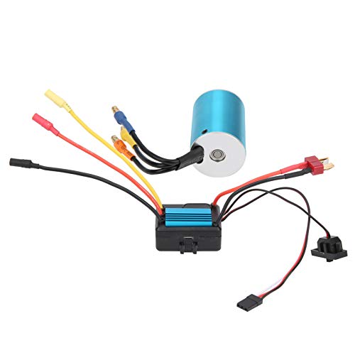 Tbest RC-Auto-Motor-Geschwindigkeitsregler, 4500 KV 4P Sensorloser Bürstenloser Motor + 35 A Bürstenloser Elektronischer Geschwindigkeitsregler, Passend für 1/14 1/16 1/18 RC-Auto von Tbest