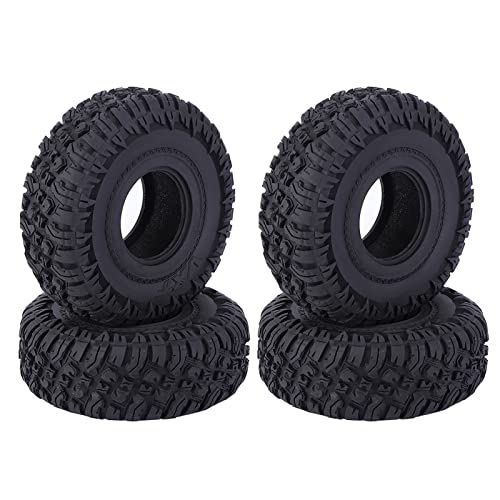 Tbest RC-Gummireifen, Ultra High Grip RC-Car-Modellzubehör 4PCS Schwarzer 1,9-Zoll-Gummireifen mit Wulst für Crawler 1/10 von Tbest