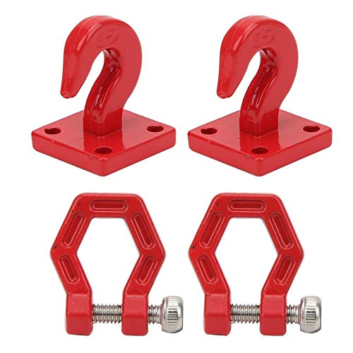 Tbest RC Trailer Hook, 2pcs 1/10 Scale Metal Trailer Buckles Haken Zubehör für RC Car Model SCX10 90046 Trx4 D90(rot) von Tbest